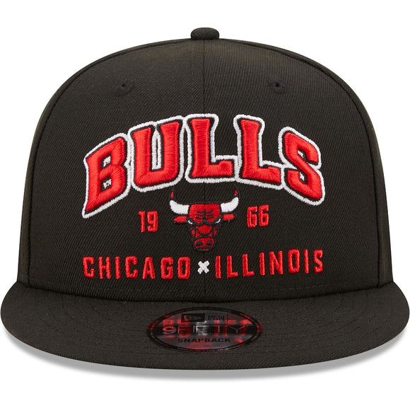 GORRA Men's New Era Black Chicago Bulls Stacked 9FIFTY Snapback