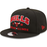 GORRA Men's New Era Black Chicago Bulls Stacked 9FIFTY Snapback