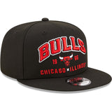 GORRA Men's New Era Black Chicago Bulls Stacked 9FIFTY Snapback