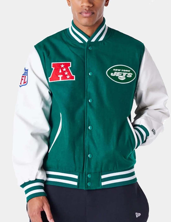 CHAQUETA NEW ERA NEW YORK JETS NFL PATCH VARSITY VERDE