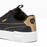 Tenis Puma Carina 2.0 Negro y Dorado Infantiles