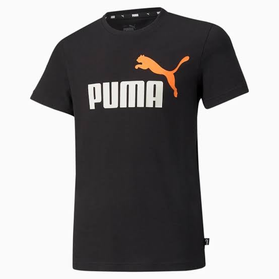 Playera ESS+ 2 Col Logo Tee Puma Negro-Naranja Juvenil